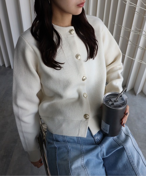 YENNA（イェンナ）の「ダブルフェイス金釦カーディガン / コーディガン（カーディガン/ボレロ・レディース・テラコッタ/アイボリー/グレー/ブラック/ブルー/ブラウン/グリーン/ベージュ・FREE）」の9枚目の写真