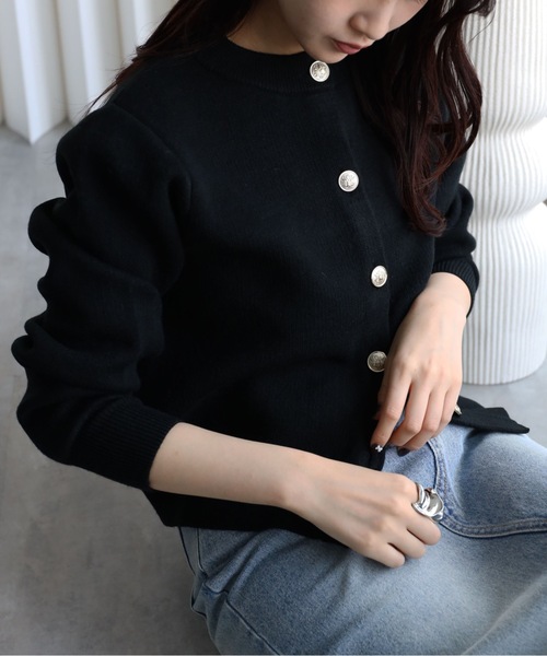 YENNA（イェンナ）の「ダブルフェイス金釦カーディガン / コーディガン（カーディガン/ボレロ・レディース・テラコッタ/アイボリー/グレー/ブラック/ブルー/ブラウン/グリーン/ベージュ・FREE）」の21枚目の写真