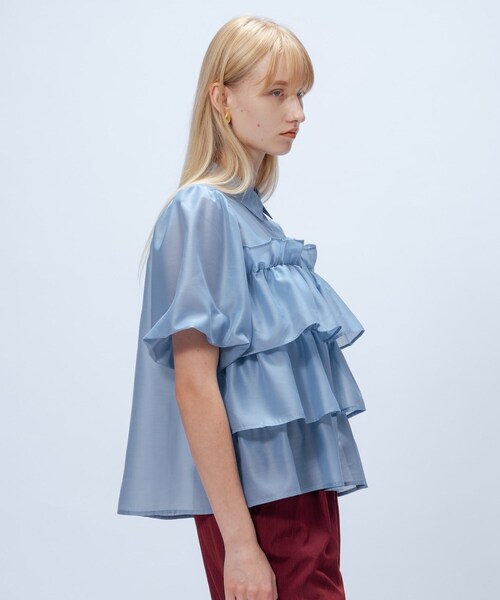 cloenc（クロエンス）の「【手洗い可】シアーローンティアードブラウス（シャツ/ブラウス・レディース・オフホワイト/ブラウン系/サックスブルー・02）」の20枚目の写真