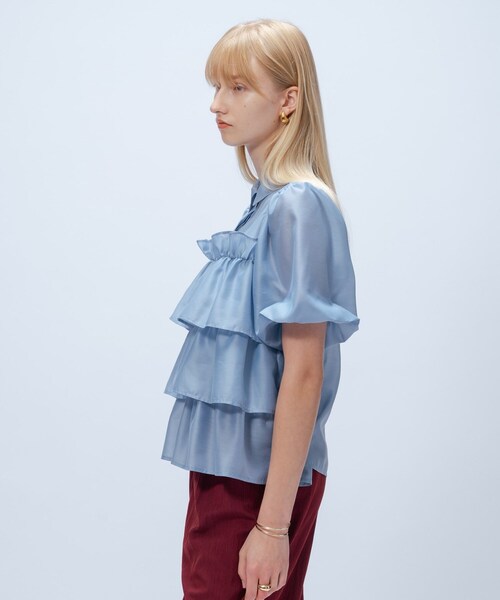 cloenc（クロエンス）の「【手洗い可】シアーローンティアードブラウス（シャツ/ブラウス・レディース・オフホワイト/ブラウン系/サックスブルー・02）」の22枚目の写真