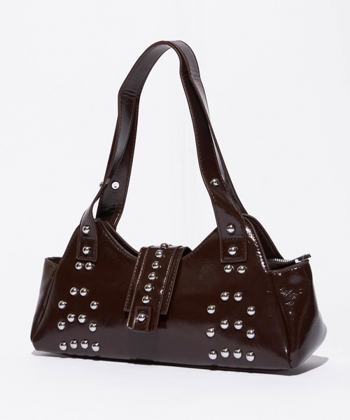 Chick（チック）の「Stud Design Square Bag/スタッズデザインスクエアバッグ（ショルダーバッグ・レディース・ブラック/ホワイト/レッド/ブラウン・FREE）」の13枚目の写真