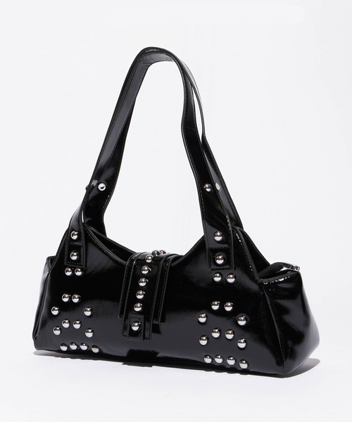Chick（チック）の「Stud Design Square Bag/スタッズデザインスクエアバッグ（ショルダーバッグ・レディース・ブラック/ホワイト/レッド/ブラウン・FREE）」の9枚目の写真