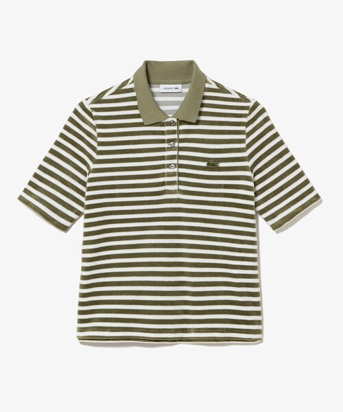 LACOSTE（ラコステ）の「ベロアボーダー半袖ポロシャツ（ポロシャツ・レディース・オリーブ/ネイビー・34/36/38/40）」の17枚目の写真