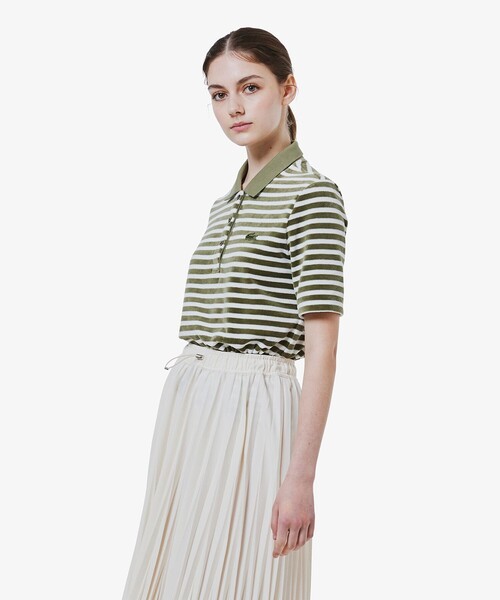 LACOSTE（ラコステ）の「ベロアボーダー半袖ポロシャツ（ポロシャツ・レディース・オリーブ/ネイビー・34/36/38/40）」の18枚目の写真