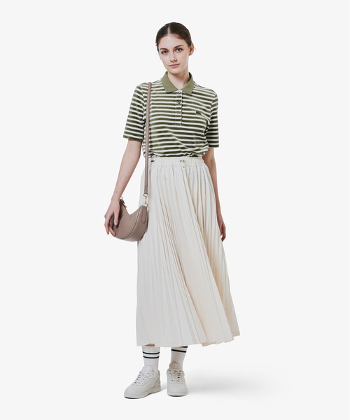 LACOSTE（ラコステ）の「ベロアボーダー半袖ポロシャツ（ポロシャツ・レディース・オリーブ/ネイビー・34/36/38/40）」の6枚目の写真