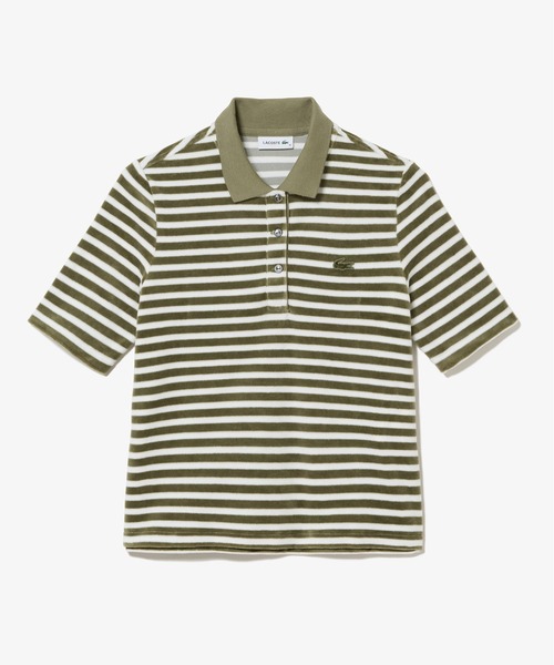 LACOSTE（ラコステ）の「ベロアボーダー半袖ポロシャツ（ポロシャツ・レディース・オリーブ/ネイビー・34/36/38/40）」の7枚目の写真