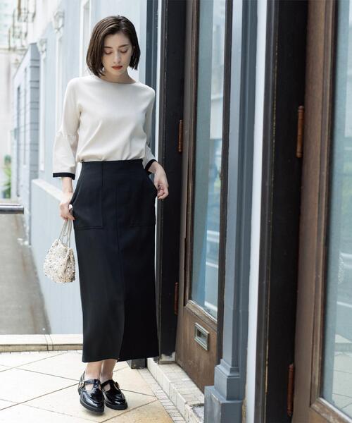 OPAQUE.CLIP(オペークドットクリップ)の「配色フレアスリーブニット【UVケア/洗濯機OK】(ニット/セーター・レディース・ブラック系4/ライトグレー系4/グレー系その他5/ワイン系1・36/38/40/42)」の16枚目の写真