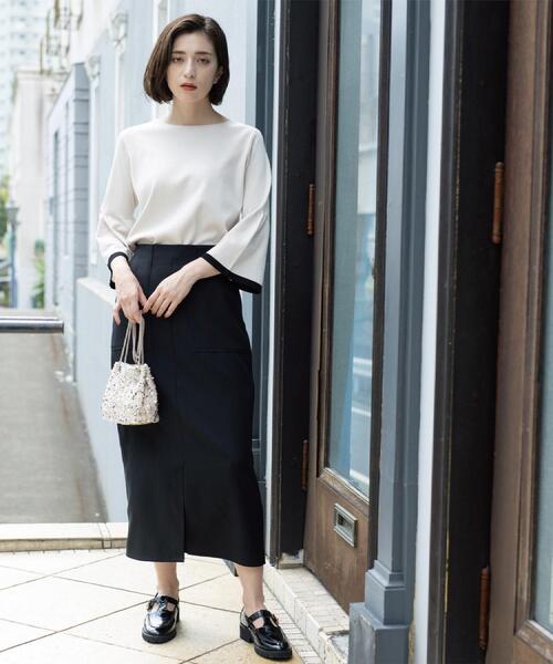 OPAQUE.CLIP(オペークドットクリップ)の「配色フレアスリーブニット【UVケア/洗濯機OK】(ニット/セーター・レディース・ブラック系4/ライトグレー系4/グレー系その他5/ワイン系1・36/38/40/42)」の18枚目の写真