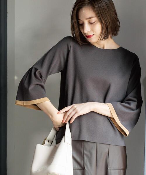 OPAQUE.CLIP(オペークドットクリップ)の「配色フレアスリーブニット【UVケア/洗濯機OK】(ニット/セーター・レディース・ブラック系4/ライトグレー系4/グレー系その他5/ワイン系1・36/38/40/42)」の19枚目の写真