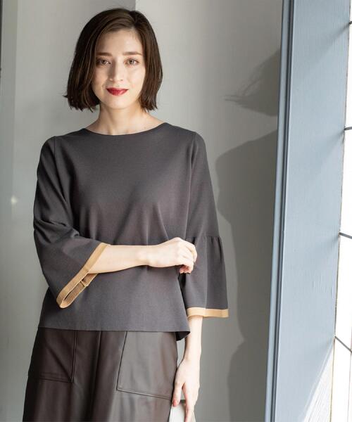 OPAQUE.CLIP(オペークドットクリップ)の「配色フレアスリーブニット【UVケア/洗濯機OK】(ニット/セーター・レディース・ブラック系4/ライトグレー系4/グレー系その他5/ワイン系1・36/38/40/42)」の20枚目の写真