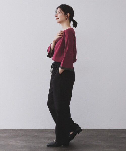 OPAQUE.CLIP(オペークドットクリップ)の「配色フレアスリーブニット【UVケア/洗濯機OK】(ニット/セーター・レディース・ブラック系4/ライトグレー系4/グレー系その他5/ワイン系1・36/38/40/42)」の7枚目の写真