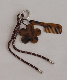 【forksy.】ミラー付きコームデザインパラコードチャームブラウン系1