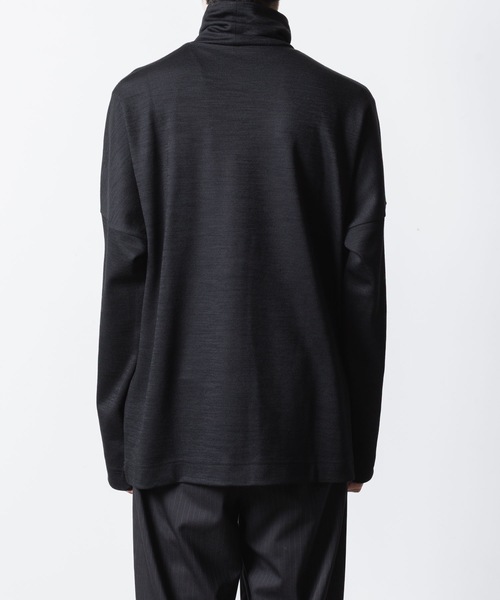 Attachment / 長袖Tシャツ/3/ウール/BLK/AJ42-016/ウール/ナイロンスムース オーバーサイズハイネックカットソー 直営店・ZOZOTOWN限定 】WO/NYスムース ハイネックカットソー L/S/ WO