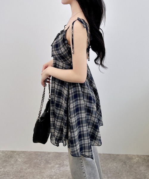 INGNI（イング）の「シアーチェックイレヘムチュニックワンピース（ワンピース・レディース・ブラウン系その他2/ネイビー系2・M）」の10枚目の写真