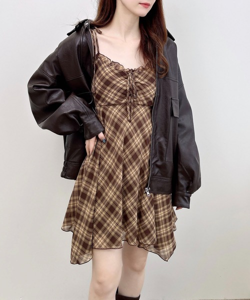 INGNI（イング）の「シアーチェックイレヘムチュニックワンピース（ワンピース・レディース・ブラウン系その他2/ネイビー系2・M）」の6枚目の写真