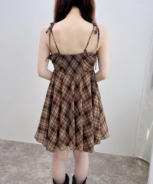 INGNI（イング）の「シアーチェックイレヘムチュニックワンピース（ワンピース・レディース・ブラウン系その他2/ネイビー系2・M）」の4枚目の写真