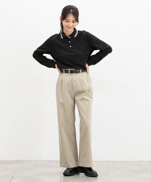 Honeys（ハニーズ）の「【吸水速乾・抗菌防臭・ＵＶカット】ポロシャツ（ポロシャツ・レディース・ピンク/ネイビー/オフホワイト/ブラック・S/M/LL/L）」の9枚目の写真