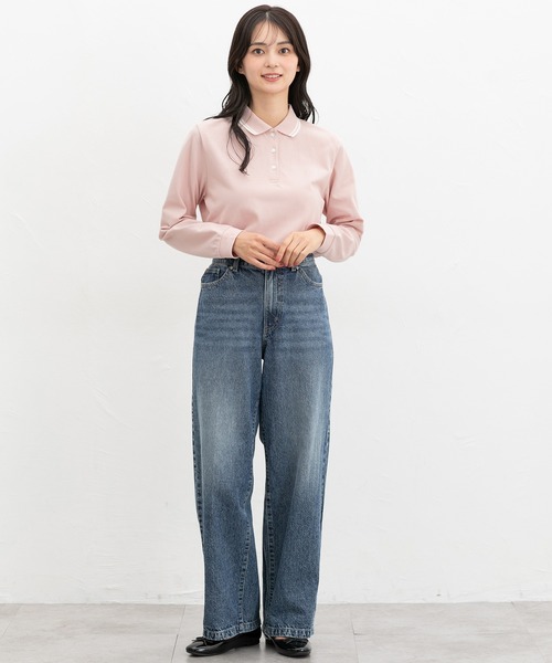 Honeys（ハニーズ）の「【吸水速乾・抗菌防臭・ＵＶカット】ポロシャツ（ポロシャツ・レディース・ピンク/ネイビー/オフホワイト/ブラック・S/M/LL/L）」の14枚目の写真