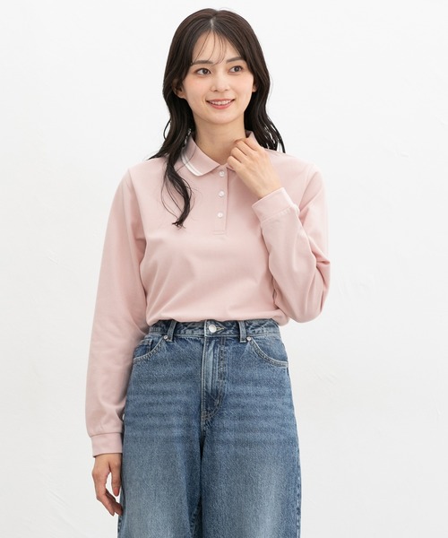 Honeys（ハニーズ）の「【吸水速乾・抗菌防臭・ＵＶカット】ポロシャツ（ポロシャツ・レディース・ピンク/ネイビー/オフホワイト/ブラック・S/M/LL/L）」の16枚目の写真