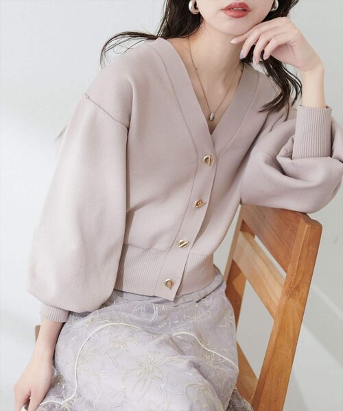 natural couture(ナチュラルクチュール)の「【WEB限定】プチプラハトメバー釦カーデ(カーディガン/ボレロ・レディース・ネイビー/チャコールグレー/ブラック/ライトグレー/アイボリー/グレイッシュベージュ/ピンク系その他/モカ・FREE)」の1枚目の写真