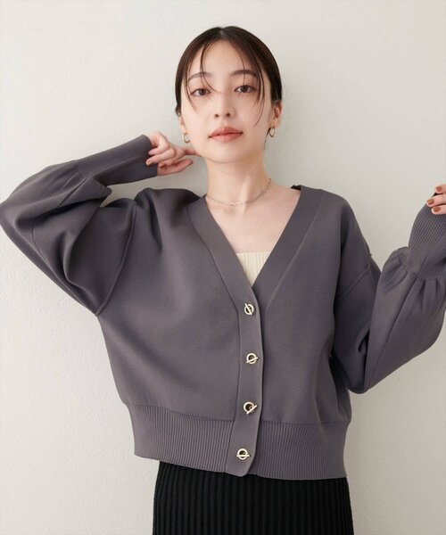 natural couture(ナチュラルクチュール)の「【WEB限定】プチプラハトメバー釦カーデ(カーディガン/ボレロ・レディース・ネイビー/チャコールグレー/ブラック/ライトグレー/アイボリー/グレイッシュベージュ/ピンク系その他/モカ・FREE)」の12枚目の写真