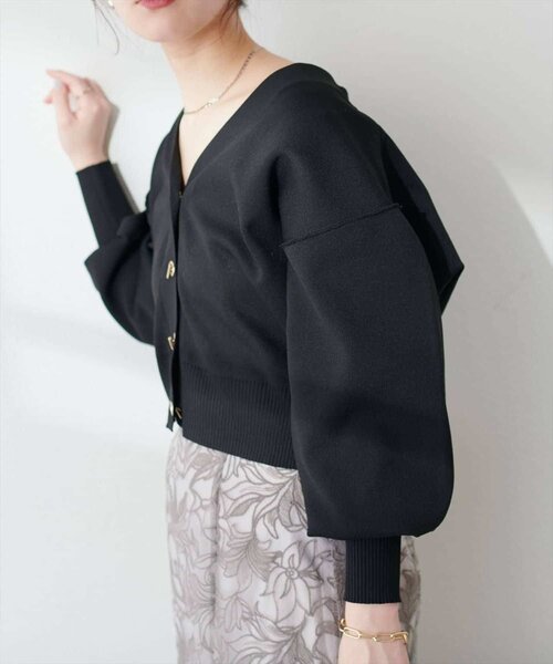 natural couture(ナチュラルクチュール)の「【WEB限定】プチプラハトメバー釦カーデ(カーディガン/ボレロ・レディース・ネイビー/チャコールグレー/ブラック/ライトグレー/アイボリー/グレイッシュベージュ/ピンク系その他/モカ・FREE)」の16枚目の写真