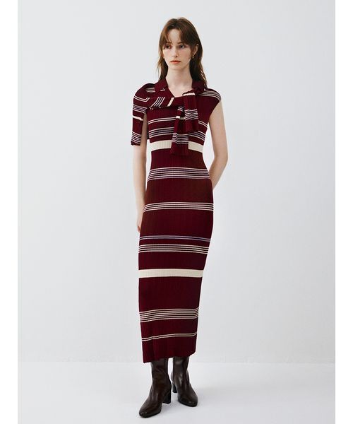 新品 フレイアイディー ポロカラー アンサンブル リブニット ワンピース ポロカラーアンサンブルリブニットワンピース(マキシ・ロング