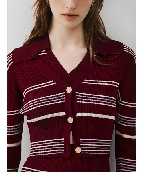 ポロカラーアンサンブルリブニットワンピース（ワンピース）｜FRAY I.D