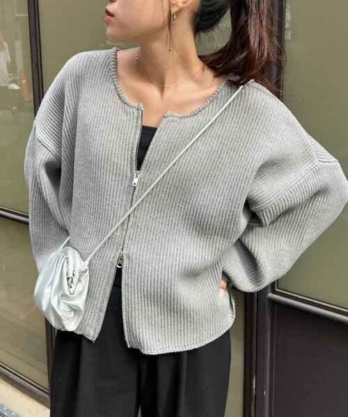 セール】【WEB限定】スポンディッシュダブルジップニットカーディガン