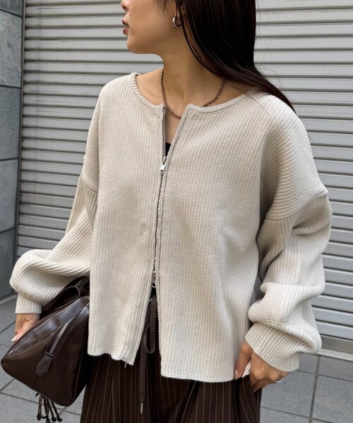 1111189 PLEATSPLEASE 長袖カーディガン ダブルジップ ポケ有 楽天市場