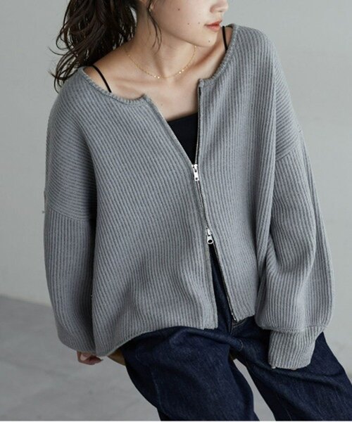 CIAOPANIC TYPY（チャオパニックティピー）の「【WEB限定】スポンディッシュダブルジップニットカーディガン（カーディガン/ボレロ・レディース・ピンク/カーキ/ブラック/グレー/オフホワイト・ONE SIZE）」の10枚目の写真