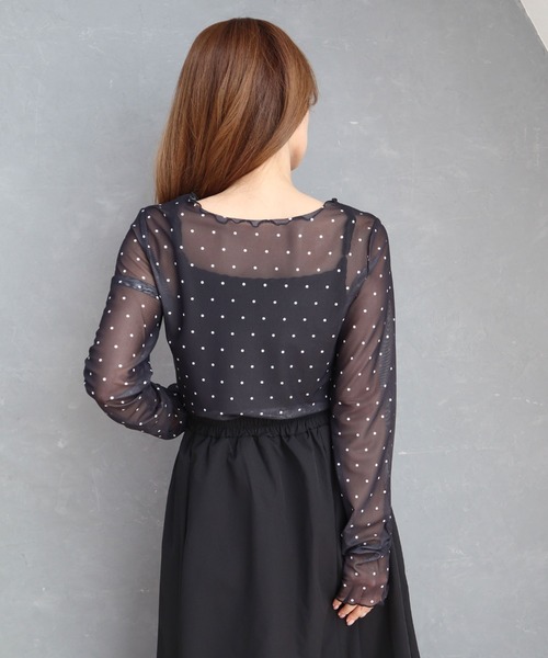 CECIL McBEE(セシルマクビー)の「ドット柄パワーネットトップス(Tシャツ/カットソー・レディース・ブラック/ベージュ/アイボリー・LARGE/MEDIUM)」の6枚目の写真