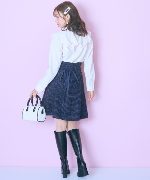 marun（マルン）の「＜大きいサイズ＞ラッフルフリルブラウス marun（シャツ/ブラウス・レディース・クリーム/ピンク・L/LL/3L/4L/5L）」の10枚目の写真