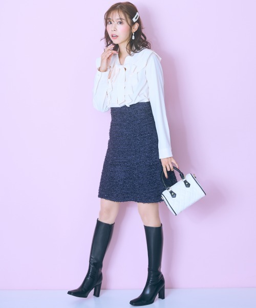 marun（マルン）の「＜大きいサイズ＞ラッフルフリルブラウス marun（シャツ/ブラウス・レディース・クリーム/ピンク・L/LL/3L/4L/5L）」の12枚目の写真