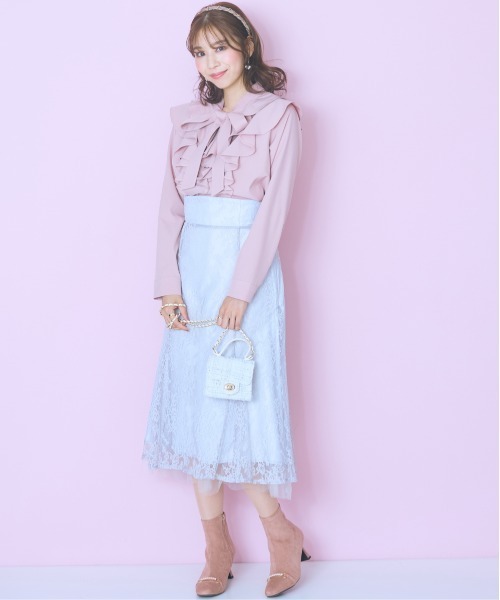 marun（マルン）の「＜大きいサイズ＞ラッフルフリルブラウス marun（シャツ/ブラウス・レディース・クリーム/ピンク・L/LL/3L/4L/5L）」の15枚目の写真