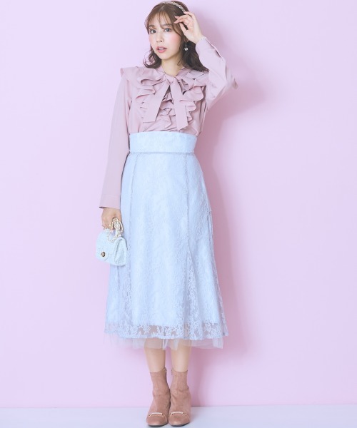 marun（マルン）の「＜大きいサイズ＞ラッフルフリルブラウス marun（シャツ/ブラウス・レディース・クリーム/ピンク・L/LL/3L/4L/5L）」の18枚目の写真