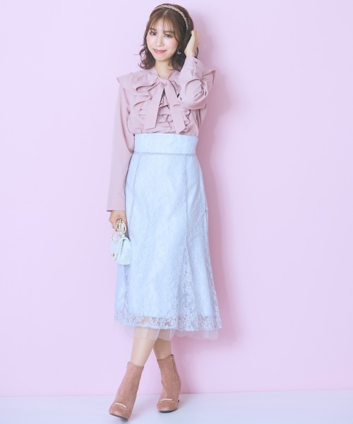 marun（マルン）の「＜大きいサイズ＞ラッフルフリルブラウス marun（シャツ/ブラウス・レディース・クリーム/ピンク・L/LL/3L/4L/5L）」の19枚目の写真