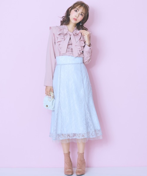 marun（マルン）の「＜大きいサイズ＞ラッフルフリルブラウス marun（シャツ/ブラウス・レディース・クリーム/ピンク・L/LL/3L/4L/5L）」の20枚目の写真