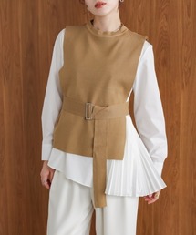 Bou Jeloud(ブージュルード)のプリーツブラウスニットベストセット(アンサンブル)