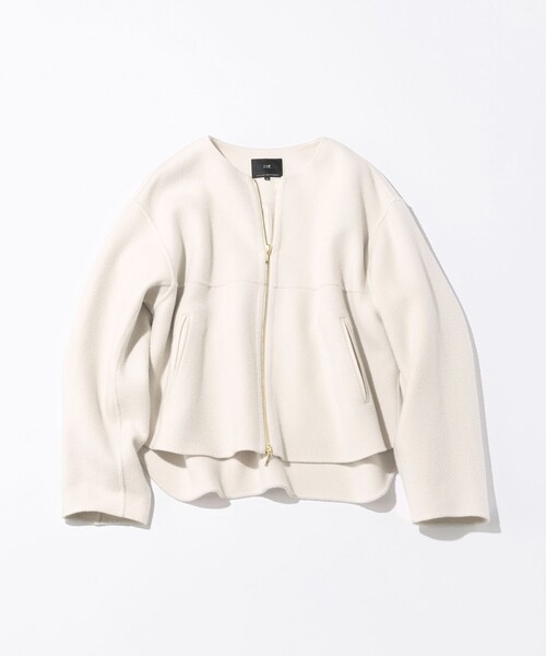 セール】ウールライトリバー ノーカラー ショートコート（ノーカラー