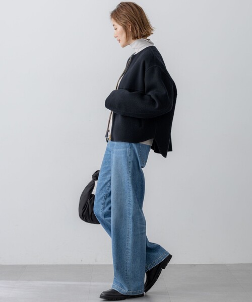 ウールライトリバー ノーカラー ショートコート（ノーカラーコート