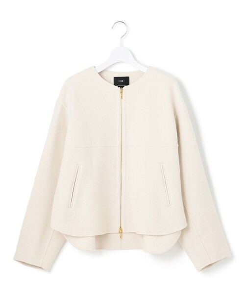 ウールライトリバー ノーカラー ショートコート（ノーカラーコート