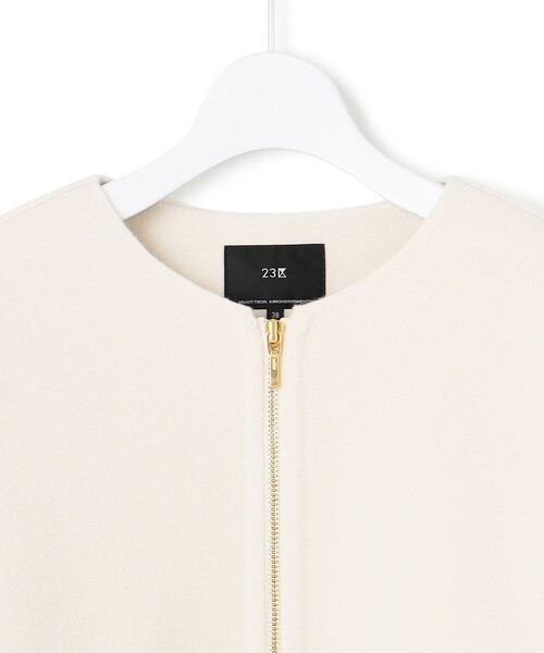 ウールライトリバー ノーカラー ショートコート（ノーカラーコート