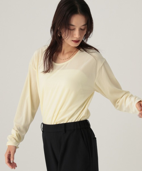Elura(エルーラ)の「ベロアプルオーバー/603710(Tシャツ/カットソー・レディース・オフホワイト/チャコールグレー/ダークブラウン・FREE)」の2枚目の写真