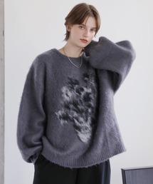 Stone  ダークグレー ニットセーター セール】 【23区×Oggiコラボ】フレアサテンコンビ ラメニット