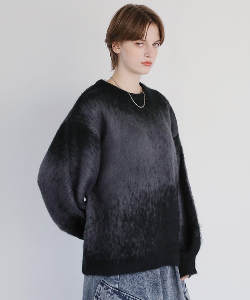 ROCHEM（ローシェン）の「バルーンスリーブアブストラクトグラデーションシャギーニット（ニット/セーター・メンズ・ブラック系2/ワイン/チャコール/ブラック系3/ブラック系1/ブラック系4・S/XS/L/M）」の22枚目の写真