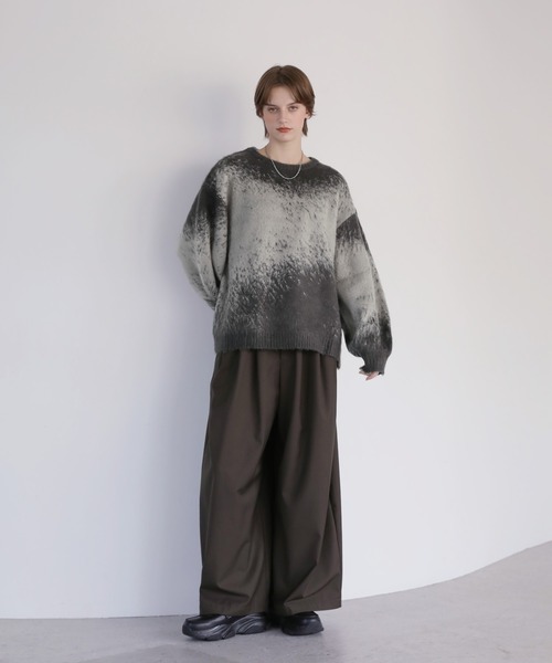 ROCHEM（ローシェン）の「バルーンスリーブアブストラクトグラデーションシャギーニット（ニット/セーター・メンズ・ブラック系2/ワイン/チャコール/ブラック系3/ブラック系1/ブラック系4・S/XS/L/M）」の14枚目の写真