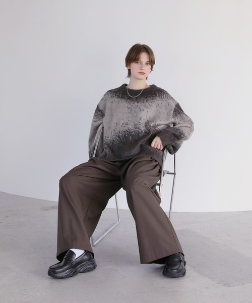 ROCHEM（ローシェン）の「バルーンスリーブアブストラクトグラデーションシャギーニット（ニット/セーター・メンズ・ブラック系2/ワイン/チャコール/ブラック系3/ブラック系1/ブラック系4・S/XS/L/M）」の19枚目の写真