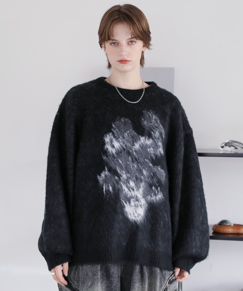 ROCHEM（ローシェン）の「バルーンスリーブアブストラクトグラデーションシャギーニット（ニット/セーター・メンズ・ブラック系2/ワイン/チャコール/ブラック系3/ブラック系1/ブラック系4・S/XS/L/M）」の20枚目の写真