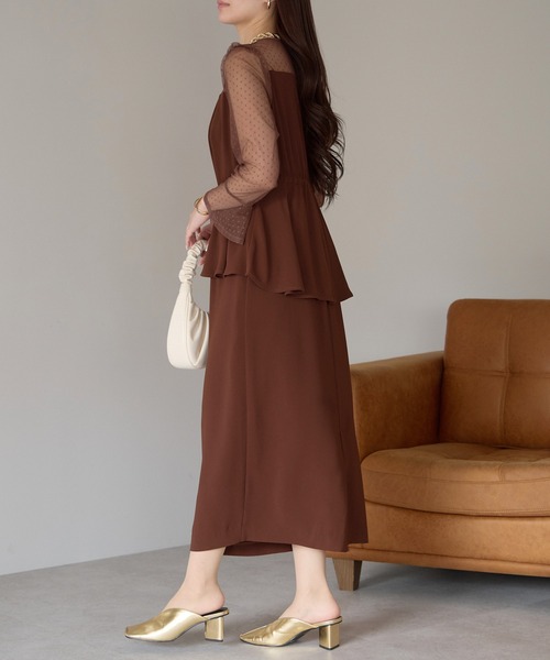 PREFERIR（プレフェリール）の「結婚式 オケージョン ドットチュール ペプラム ドレス/上品 フォーマル (S,M,L,XL)（ドレス・レディース・ネイビー/ブラウン/ブラック・MEDIUM/SMALL/X-LARGE/LARGE）」の22枚目の写真